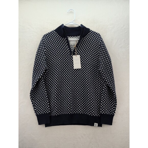 Long Wharf Supply Co Edgartown SeaWell Quarter Zip Navy Blue Sweater NWT Small - Picture 1 of 15